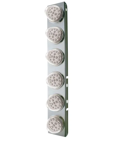 UP39639-SS Front Air Cleaner Bracket With 12X 17 Amber LED Dual Function Reflector Lights & SS Bezels For Peterbilt-Cl