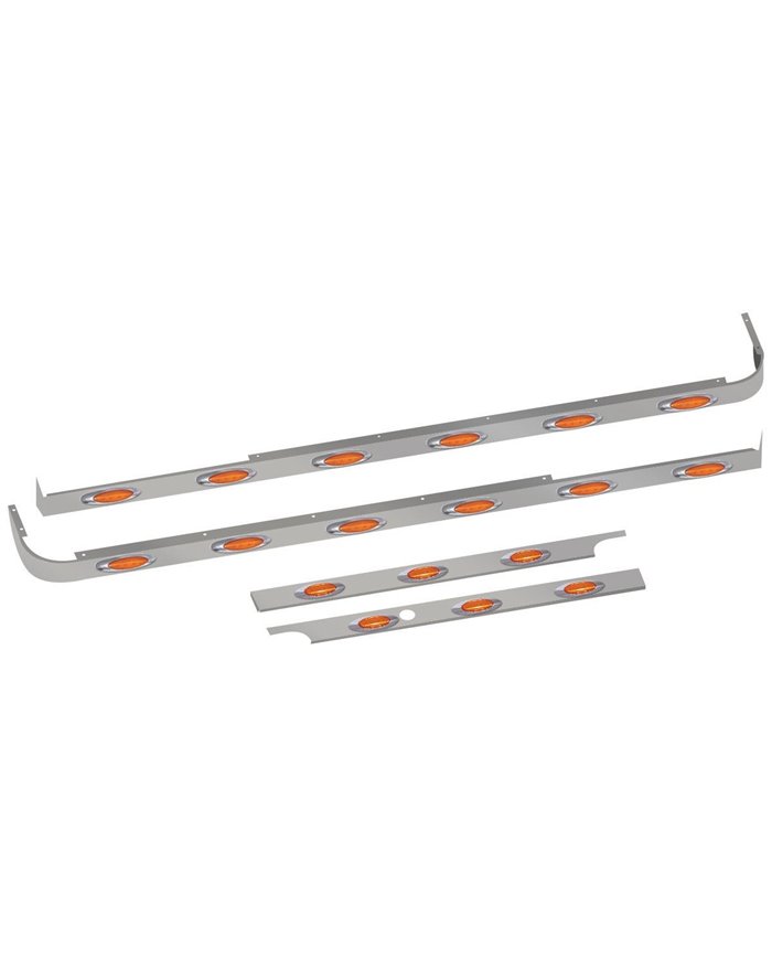 Peterbilt 579 Cab & 72" Sleeper Panel Kit for Exhaust with 1 Block Heater Hole & 18 G4 LEDs - Long Hood