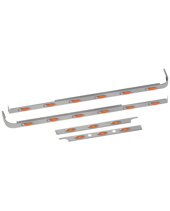 Peterbilt 579 Cab & 80" Sleeper Panel Kit for Exhaust with 2 Block Heater Holes & 18 G4 LEDs - Long Hood