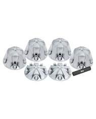 TXTHUB-MC1-Wheel Accessories - Kit - Chrome Plastic Mag Front & Rear Hub Cover Kit with Threaded Nut Covers