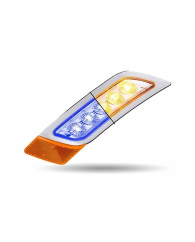 TXTLED-P400AB-PETERBILT 579/567/587 PASSENGER FENDER MARKER LIGHT-DUAL REVOLUTION AMBER/BLUE LED  TXTLED-P400AB-PETERBILT 579/567/587 PASSENGER FENDER MARKER LIGHT-DUAL REVOLUTION AMBER/BLUE LED