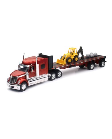 NRYSS-13433C - 1/32 INTERNATIONAL LONESTAR FLATBED W/ FRONT LOADER AND ROCKS