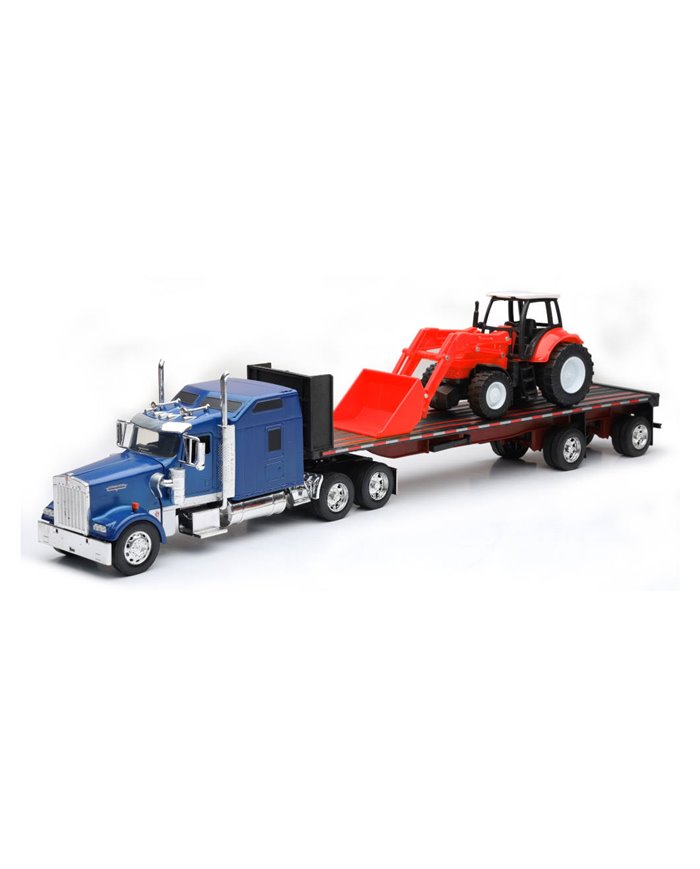 NRYSS-13443C - 1/32 KENWORTH W900 FLATBED W/ FARM TRACTOR & HAY TRAILER NRYSS-13443C - 1/32 KENWORTH W900 FLATBED W/ FARM TRACTOR & HAY TRAILER