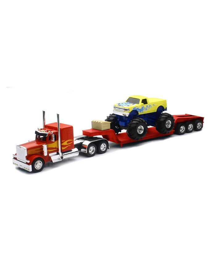 NRYSS-12053A - 1/32 CUSTOM PETERBILT 379 LOWBOY W/ MONSTER TRUCK