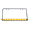 UP39743-Chrome License Plate Frame With 14 LED 12" Light Bar - Amber LED/Amber Lens