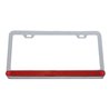 UP39744-Chrome License Plate Frame With 14 LED 12" Light Bar - Red LED/Red Lens