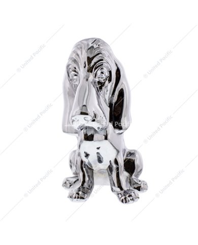 UP72003-Die-Cast Bassett Hound Hood Ornament - Chrome