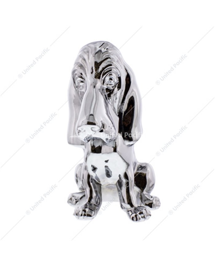UP72003-Die-Cast Bassett Hound Hood Ornament - Chrome
