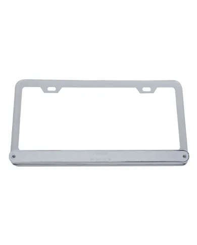 UP39747-Chrome License Plate Frame With 14 LED 12" Light Bar - Amber LED/Chrome Lens