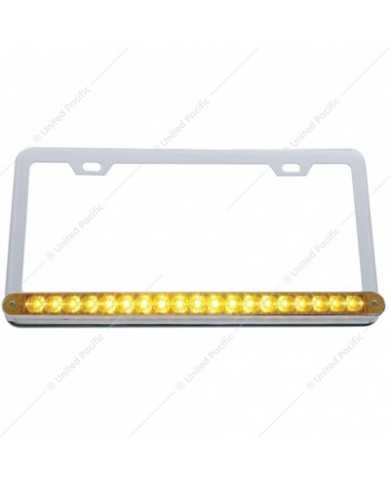 UP37946 - Chrome License Plate Frame With 19 LED 12" Reflector Light Bar - Amber LED/Amber Lens UP37946 - Chrome License Plate Frame With 19 LED 12" Reflector Light Bar - Amber LED/Amber Lens