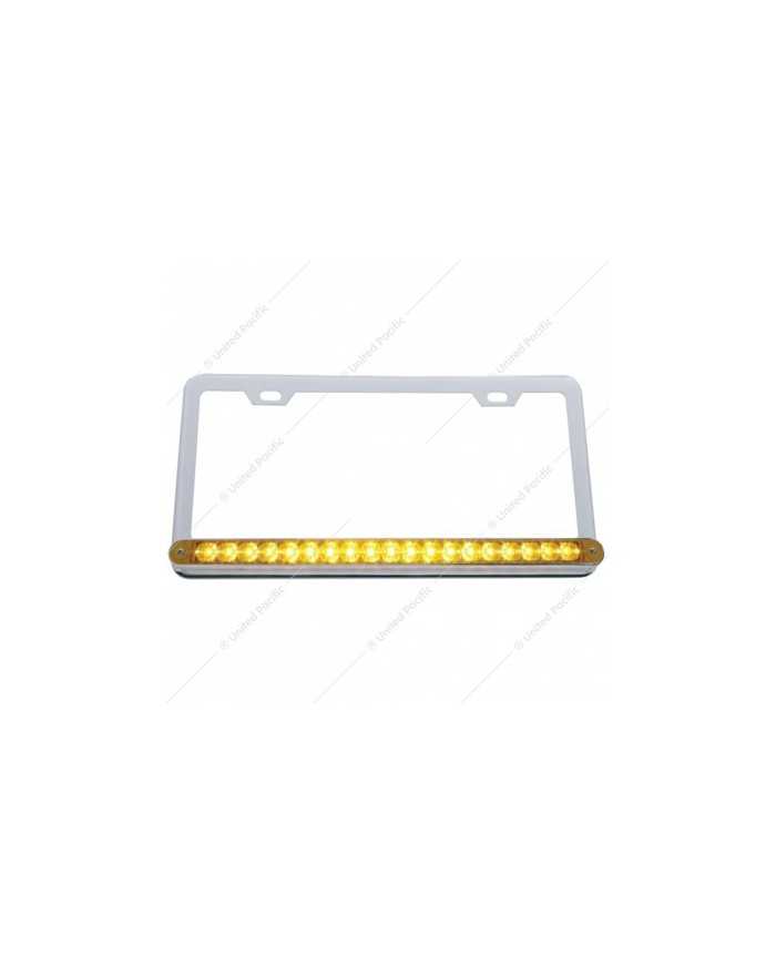 UP37946 - Chrome License Plate Frame With 19 LED 12" Reflector Light Bar - Amber LED/Amber Lens UP37946 - Chrome License Plate Frame With 19 LED 12" Reflector Light Bar - Amber LED/Amber Lens