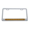 UP39755-Chrome License Plate Frame With 10 LED 9" Light Bar - Amber LED/Amber Lens
