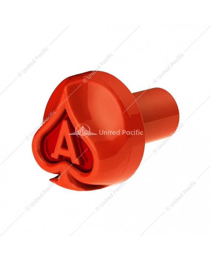UP71037 - Ace Of Spades Air Valve Knob - Cadmium Orange With Gloss Red Inlay UP71037 - Ace Of Spades Air Valve Knob - Cadmium Orange With Gloss Red Inlay