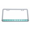 UP39780-Chrome License Plate Frame With 14 LED 12" Light Bar - Green LED/Clear Lens