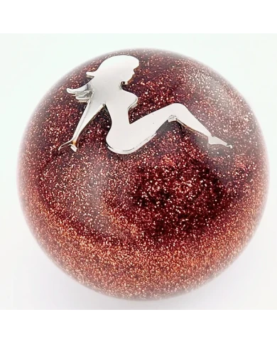 Red Glitter mud flap girl right facing ball
