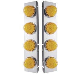 UP39794-SS Front Air Cleaner Bracket With 8X 17 Amber LED Hi/Lo Watermelon Lights & SS Bezels For Peterbilt-Amber Lens