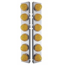 UP39796-SS Front Air Cleaner Brkt With 12X 17 Amber LED Hi/Lo Watermelon Lights & SS Bezels For Peterbilt-Amber Lens