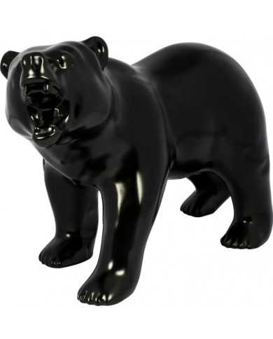 GG48187-MATTE BLACK POWDER COATED GROWLING BEAR HOOD ORNAMENT GG48187-MATTE BLACK POWDER COATED GROWLING BEAR HOOD ORNAMENT