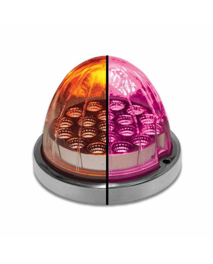 TXTLED-WXAPINK-Dual Revolution Amber/Pink Watermelon LED with Reflector Cup & Lock Ring (19 Diodes)