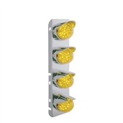UP39860-SS Front Air Cleaner Bracket With 8X 17 Amber LED Hi/Lo Watermelon Lights & SS Visors For Peterbilt -Amber Len