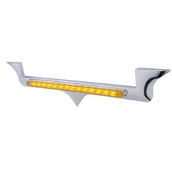 UP39878-Chrome Hood Emblem Trim With 14 LED Light Bar For Kenworth - Amber LED/Amber Lens