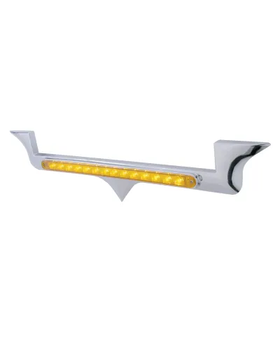 UP39878-Chrome Hood Emblem Trim With 14 LED Light Bar For Kenworth - Amber LED/Amber Lens