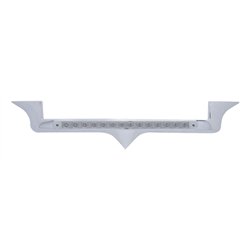 UP39879-Chrome Hood Emblem Trim With 14 LED Light Bar For Kenworth - Amber LED/Clear Lens