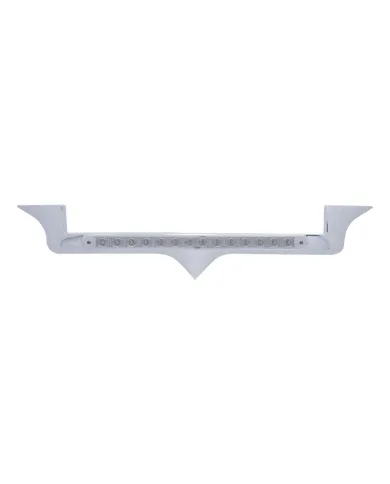 UP39879-Chrome Hood Emblem Trim With 14 LED Light Bar For Kenworth - Amber LED/Clear Lens