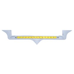 UP39880-Chrome Hood Emblem Trim With 14 LED Light Bar For Kenworth - Amber LED/Chrome Lens