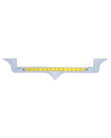 UP39880-Chrome Hood Emblem Trim With 14 LED Light Bar For Kenworth - Amber LED/Chrome Lens