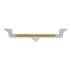UP39881-Chrome Hood Emblem Trim With 19 LED Reflector Light Bar For Kenworth - Amber LED/Amber Lens