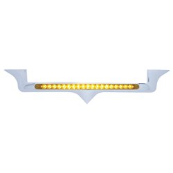 UP39881-Chrome Hood Emblem Trim With 19 LED Reflector Light Bar For Kenworth - Amber LED/Amber Lens