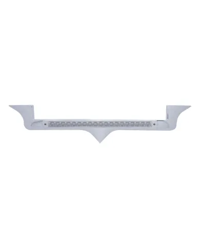 UP39882-Chrome Hood Emblem Trim With 19 LED Reflector Light Bar For Kenworth - Amber LED/Clear Lens