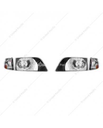 UP36018 - Black Bezel Headlight Assembly With Turn Signal For 1996-2003 Volvo VN (Set) UP36018 - Black Bezel Headlight Assembly With Turn Signal For 1996-2003 Volvo VN (Set)