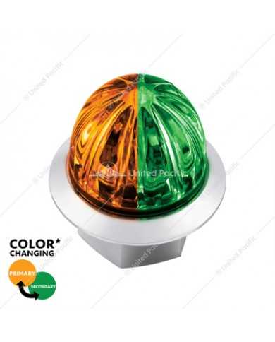 UP39232 - 4 LED 3/4" Mini Watermelon Double Fury Light With Clear Lens (Clearance/Marker) - Amber & Green LED UP39232 - 4 LED 3/4" Mini Watermelon Double Fury Light With Clear Lens (Clearance/Marker) - Amber & Green LED