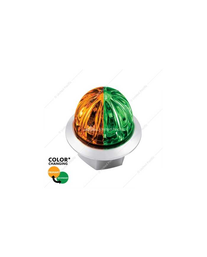 UP39232 - 4 LED 3/4" Mini Watermelon Double Fury Light With Clear Lens (Clearance/Marker) - Amber & Green LED