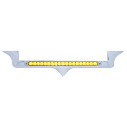 UP39882-Chrome Hood Emblem Trim With 19 LED Reflector Light Bar For Kenworth - Amber LED/Clear Lens