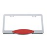 UP39884-Chrome License Plate Frame With 10 LED Cats Eye Light - Red LED/Red Lens
