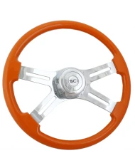 SCI581-3003-77502-Classic Blue - 18" Painted Wood Rim, Chrome 4-Spoke w/Slot Cut Outs, Chrome Bezel, Chrome Horn Button SCI581-3003-77502-Classic Blue - 18" Painted Wood Rim, Chrome 4-Spoke w/Slot Cut Outs, Chrome Bezel, Chrome Horn Button