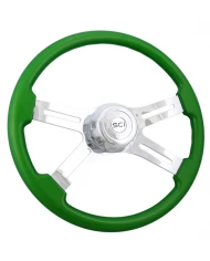 SCI576-3003-77502-Classic Orange - 18" Painted Wood Rim, Chrome 4-Spoke w/Slot Cut Outs, Chrome Bezel, Chrome Horn Button SCI576-3003-77502-Classic Orange - 18" Painted Wood Rim, Chrome 4-Spoke w/Slot Cut Outs, Chrome Bezel, Chrome Horn Button