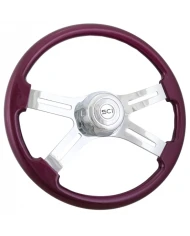 SCI582-3003-77502-Classic Purple - 18" Painted Wood Rim, Chrome 4-Spoke w/Slot Cut Outs, Chrome Bezel, Chrome Horn Button SCI582-3003-77502-Classic Purple - 18" Painted Wood Rim, Chrome 4-Spoke w/Slot Cut Outs, Chrome Bezel, Chrome Horn Button