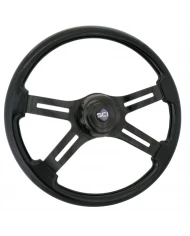 SCI280-3003-77502-Classic Mahogany - 18" Wood Rim, Chrome 4-Spoke w/Slot Cut Outs, Chrome Bezel, Chrome Horn Button