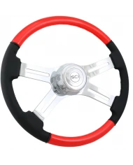 SCI543-3003-77502-Classic Combo Blue - 18" Wood & Leather Rim, Chrome 4-Spoke w/Slot Cut Outs, Chrome Bezel, Chrome Horn Button SCI543-3003-77502-Classic Combo Blue - 18" Wood & Leather Rim, Chrome 4-Spoke w/Slot Cut Outs, Chrome Bezel, Chrome Horn Button