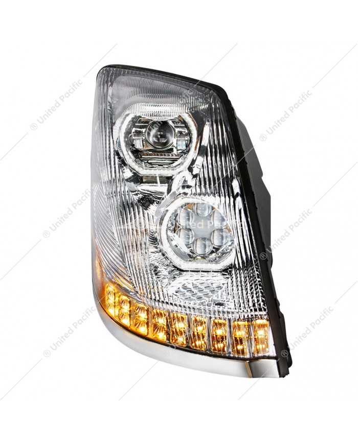 UP35750 - Chrome 10 LED Headlight For 2003-2017 Volvo VN/VNL - Passenger Side UP35750 - Chrome 10 LED Headlight For 2003-2017 Volvo VN/VNL - Passenger Side