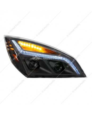 UP35822 - Black LED Projection Headlight With LED Position Light For 2018-2024 Freightliner Cascadia- Passenger
