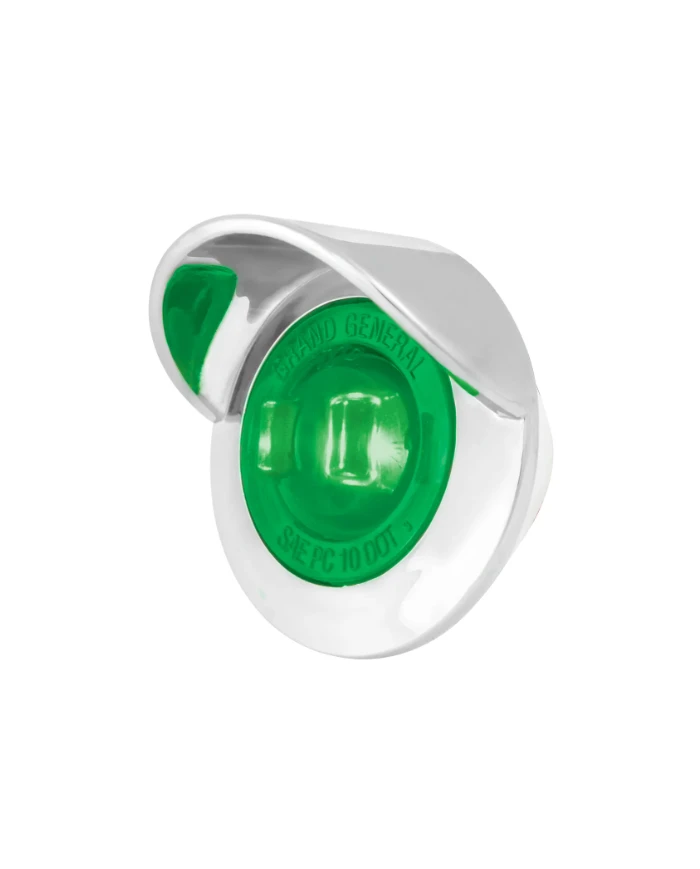 GG75256-1" MINI GREEN/GREEN 1LED LIGHT W/CR. PL. BEZEL & VISOR