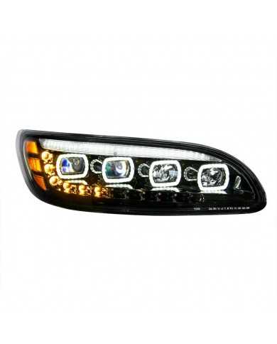 UP35844 - Black Quad-LED Headlight With LED DRL & Seq. Signal For 2005-2015 Peterbilt 386- Passenger UP35844 - Black Quad-LED Headlight With LED DRL & Seq. Signal For 2005-2015 Peterbilt 386- Passenger