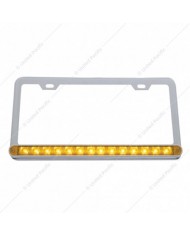 UP37948 - Chrome License Plate Frame With 19 LED 12" Reflector Light Bar - Amber LED/Clear Lens UP37948 - Chrome License Plate Frame With 19 LED 12" Reflector Light Bar - Amber LED/Clear Lens