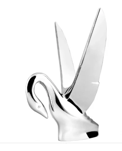 GG48005-CHROME CLASSIC SWAN HOOD ORNAMENT W/VINTAGE WINGS