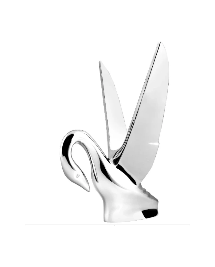 GG48005-CHROME CLASSIC SWAN HOOD ORNAMENT W/VINTAGE WINGS